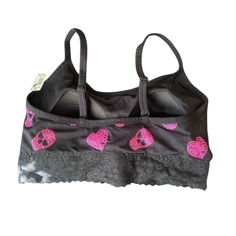 TORRID LIGHTLY LINED SEAMLESS LACE BAND SKULL HEART BRALETTE SIZE 0 PLUS - Picture 6 of 8